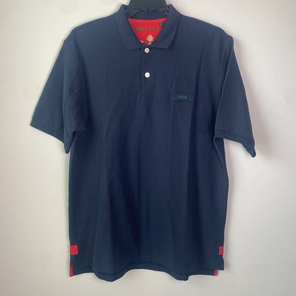 Orvis Mens The Signature Heavyweight Fly Fishing Polo Navy Size Large Tall - Picture 4 of 10